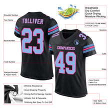 Load image into Gallery viewer, Custom Black Light Blue-Pink Mesh Authentic Football Jersey