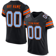 Load image into Gallery viewer, Custom Black Light Blue-Orange Mesh Authentic Football Jersey