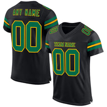 Load image into Gallery viewer, Custom Black Kelly Green-Gold Mesh Authentic Football Jersey