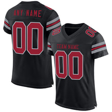 Load image into Gallery viewer, Custom Black Cardinal-Gray Mesh Authentic Football Jersey