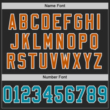 Load image into Gallery viewer, Custom Black Teal-Texas Orange Mesh Authentic Football Jersey