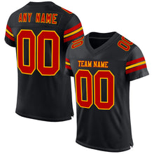 Load image into Gallery viewer, Custom Black Red-Gold Mesh Authentic Football Jersey