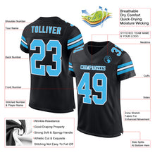 Load image into Gallery viewer, Custom Black Sky Blue-White Mesh Authentic Football Jersey