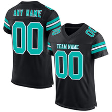 Load image into Gallery viewer, Custom Black Aqua-White Mesh Authentic Football Jersey