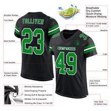 Load image into Gallery viewer, Custom Black Grass Green-White Mesh Authentic Football Jersey