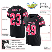Load image into Gallery viewer, Custom Black Neon Pink-White Mesh Authentic Football Jersey