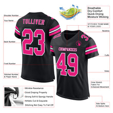 Load image into Gallery viewer, Custom Black Hot Pink-White Mesh Authentic Football Jersey