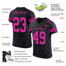 Load image into Gallery viewer, Custom Black Deep Pink Mesh Authentic Football Jersey