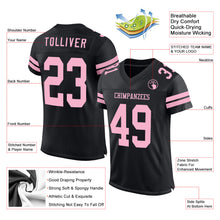 Load image into Gallery viewer, Custom Black Light Pink Mesh Authentic Football Jersey