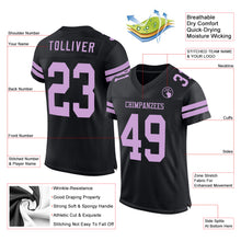 Load image into Gallery viewer, Custom Black Light Purple Mesh Authentic Football Jersey