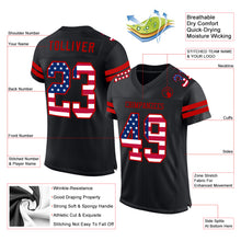 Load image into Gallery viewer, Custom Black USA Flag-Red Mesh Authentic Football Jersey