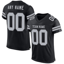 Load image into Gallery viewer, Custom Black Gray-Steel Gray Mesh Authentic Football Jersey