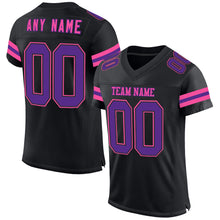 Load image into Gallery viewer, Custom Black Purple-Pink Mesh Authentic Football Jersey