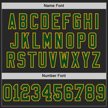 Load image into Gallery viewer, Custom Black Green-Gold Mesh Authentic Football Jersey