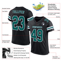 Load image into Gallery viewer, Custom Black Midnight Green-White Mesh Authentic Football Jersey