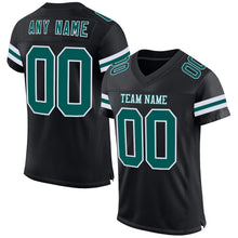 Load image into Gallery viewer, Custom Black Midnight Green-White Mesh Authentic Football Jersey