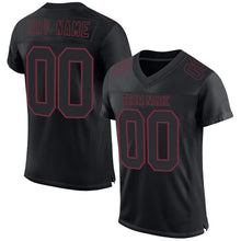 Load image into Gallery viewer, Custom Black Burgundy Mesh Authentic Football Jersey