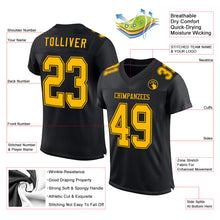 Load image into Gallery viewer, Custom Black Gold Mesh Authentic Football Jersey