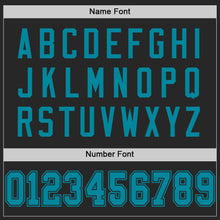 Load image into Gallery viewer, Custom Black Teal Mesh Authentic Football Jersey