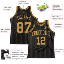 Load image into Gallery viewer, Custom Black Old Gold Pinstripe Old Gold Authentic Basketball Jersey