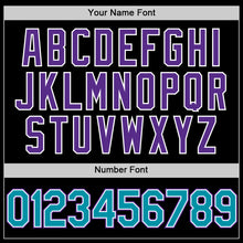 Load image into Gallery viewer, Custom Black Teal-Purple Authentic Throwback Basketball Jersey