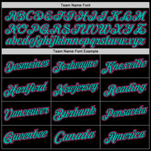 Load image into Gallery viewer, Custom Black Pink-Aqua Authentic Throwback Basketball Jersey