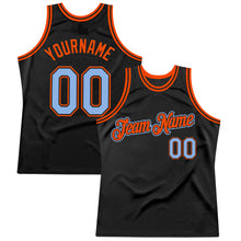 Load image into Gallery viewer, Custom Black Light Blue-Orange Authentic Throwback Basketball Jersey