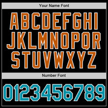 Load image into Gallery viewer, Custom Black Teal-Texas Orange Authentic Throwback Basketball Jersey