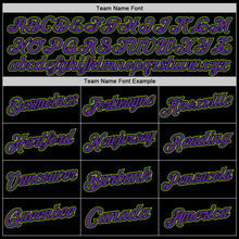 Load image into Gallery viewer, Custom Black Purple-Neon Green Authentic Throwback Basketball Jersey