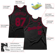 Load image into Gallery viewer, Custom Black Maroon Authentic Throwback Basketball Jersey