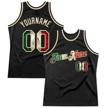 Load image into Gallery viewer, Custom Black Vintage Mexican Flag-Cream Authentic Throwback Basketball Jersey