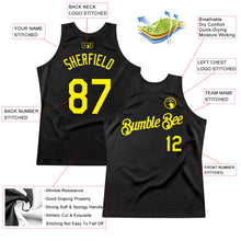 Load image into Gallery viewer, Custom Black Light Yellow Authentic Throwback Basketball Jersey