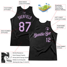 Load image into Gallery viewer, Custom Black Light Purple Authentic Throwback Basketball Jersey