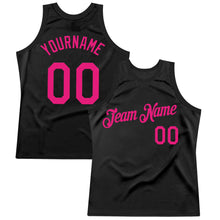 Load image into Gallery viewer, Custom Black Hot Pink Authentic Throwback Basketball Jersey