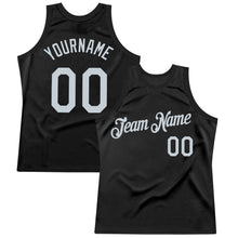 Load image into Gallery viewer, Custom Black Silver Authentic Throwback Basketball Jersey