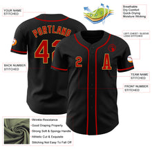 Load image into Gallery viewer, Custom Black Red-Old Gold Authentic Baseball Jersey