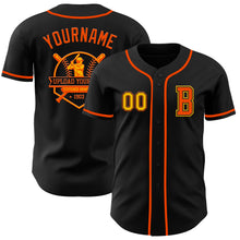 Load image into Gallery viewer, Custom Black Gold-Orange Authentic Baseball Jersey