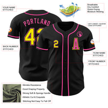Load image into Gallery viewer, Custom Black Light Yellow-Pink Authentic Baseball Jersey