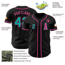Load image into Gallery viewer, Custom Black Aqua-Pink Authentic Baseball Jersey