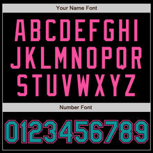 Load image into Gallery viewer, Custom Black Teal-Pink Authentic Baseball Jersey