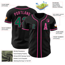 Load image into Gallery viewer, Custom Black Kelly Green-Pink Authentic Baseball Jersey