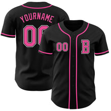 Load image into Gallery viewer, Custom Black Pink-White Authentic Baseball Jersey