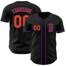 Load image into Gallery viewer, Custom Black Orange-Purple Authentic Baseball Jersey