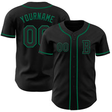 Load image into Gallery viewer, Custom Black Kelly Green Authentic Baseball Jersey