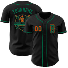Load image into Gallery viewer, Custom Black Orange-Kelly Green Authentic Baseball Jersey