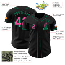 Load image into Gallery viewer, Custom Black Pink-Kelly Green Authentic Baseball Jersey