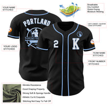 Load image into Gallery viewer, Custom Black White-Light Blue Authentic Baseball Jersey