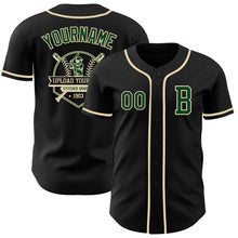 Load image into Gallery viewer, Custom Black Green-Cream Authentic Baseball Jersey