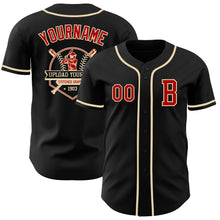 Load image into Gallery viewer, Custom Black Red-Cream Authentic Baseball Jersey