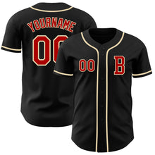Load image into Gallery viewer, Custom Black Red-Cream Authentic Baseball Jersey